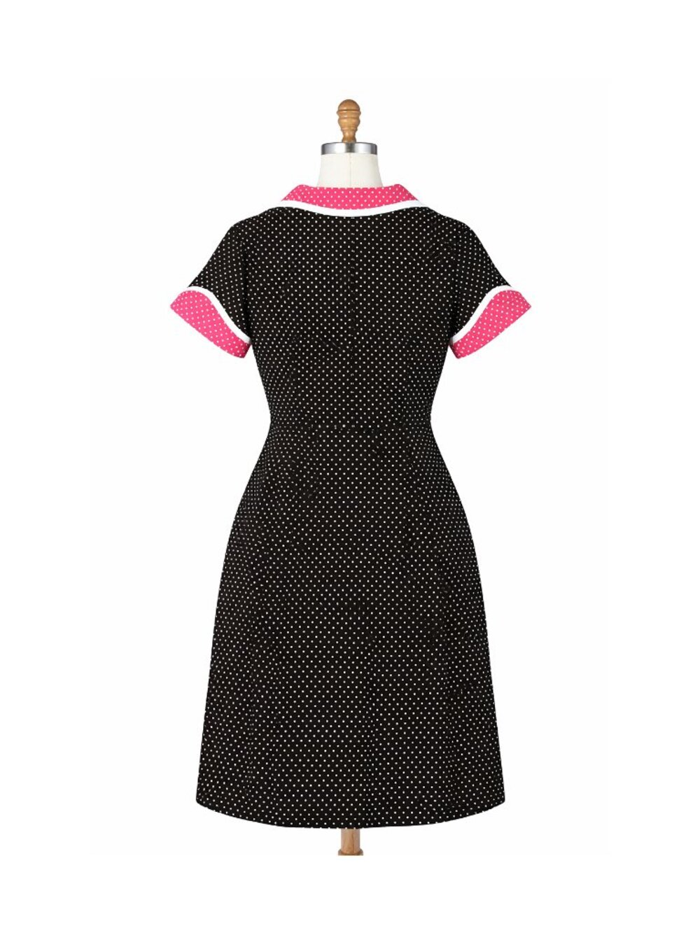 Sourpuss Clothing - Black & White Polka Dot Peggy Sue Dress Diner Waitress Retro - Picture 2 of 8